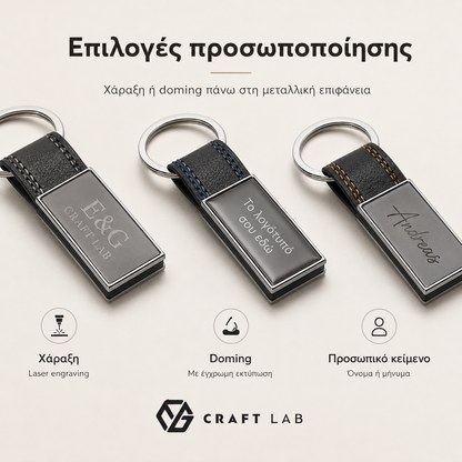 Μπρελόκ BALE από Μέταλλο & PU με Χάραξη Logo