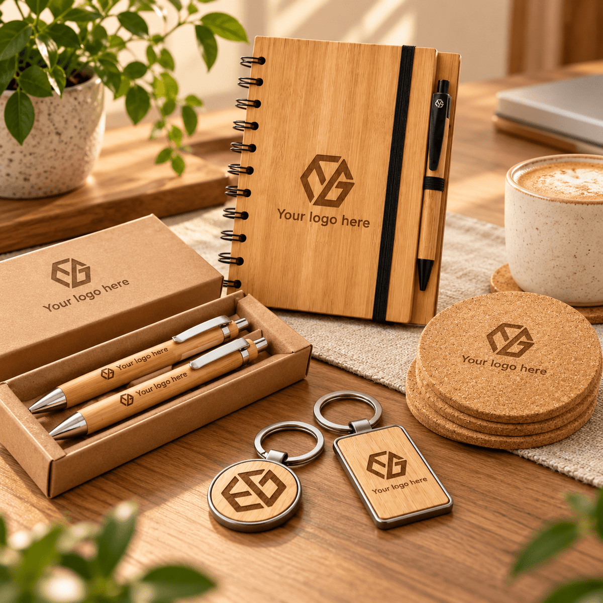 Εταιρικό Gift Set ECO με Logo – Bamboo Σημειωματάριο & Σετ Γραφής - E&G