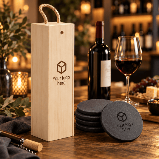 Εταιρικό Gift Set WINE με Logo – Κουτί Κρασιού & Σουβέρ - E&G