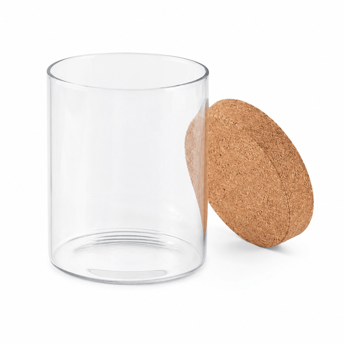 Γυάλινο Βάζο Αποθήκευσης 700ml με Καπάκι Φελλού & Χάραξη - E&G
