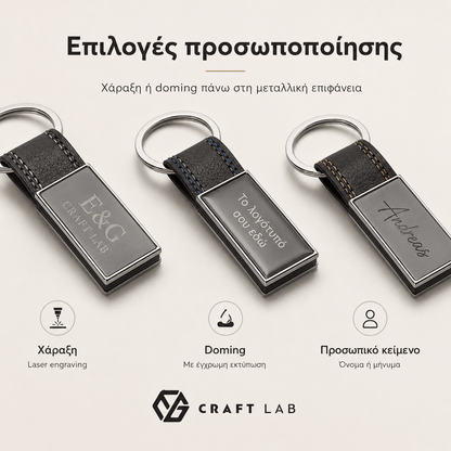 Μπρελόκ BALE από Μέταλλο & PU με Χάραξη Logo - E&G