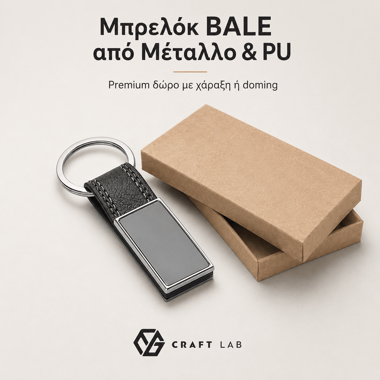 Μπρελόκ BALE από Μέταλλο & PU με Χάραξη Logo - E&G