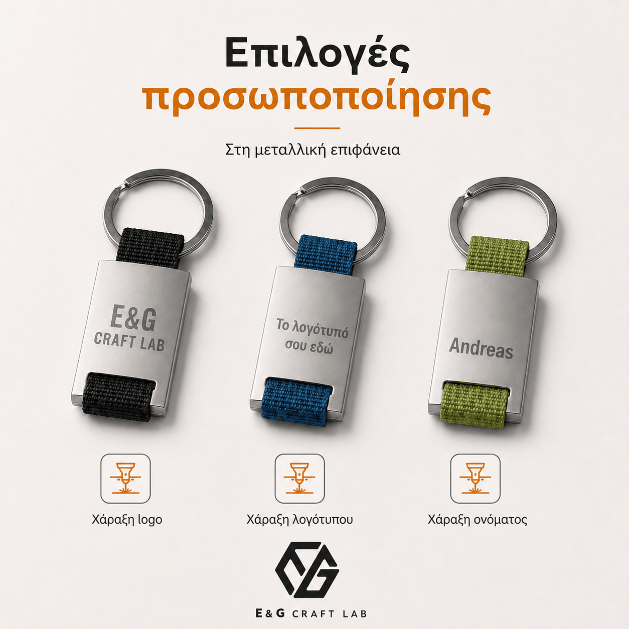 Μπρελόκ GRIPITCH από Μέταλλο & Ιμάντα με Χάραξη Logo - E&G