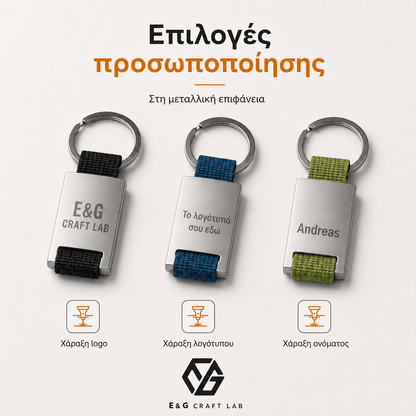 Μπρελόκ GRIPITCH από Μέταλλο & Ιμάντα με Χάραξη Logo - E&G