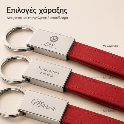 Μπρελόκ με Χάραξη Logo από Μέταλλο & PU – WATOH - E&G