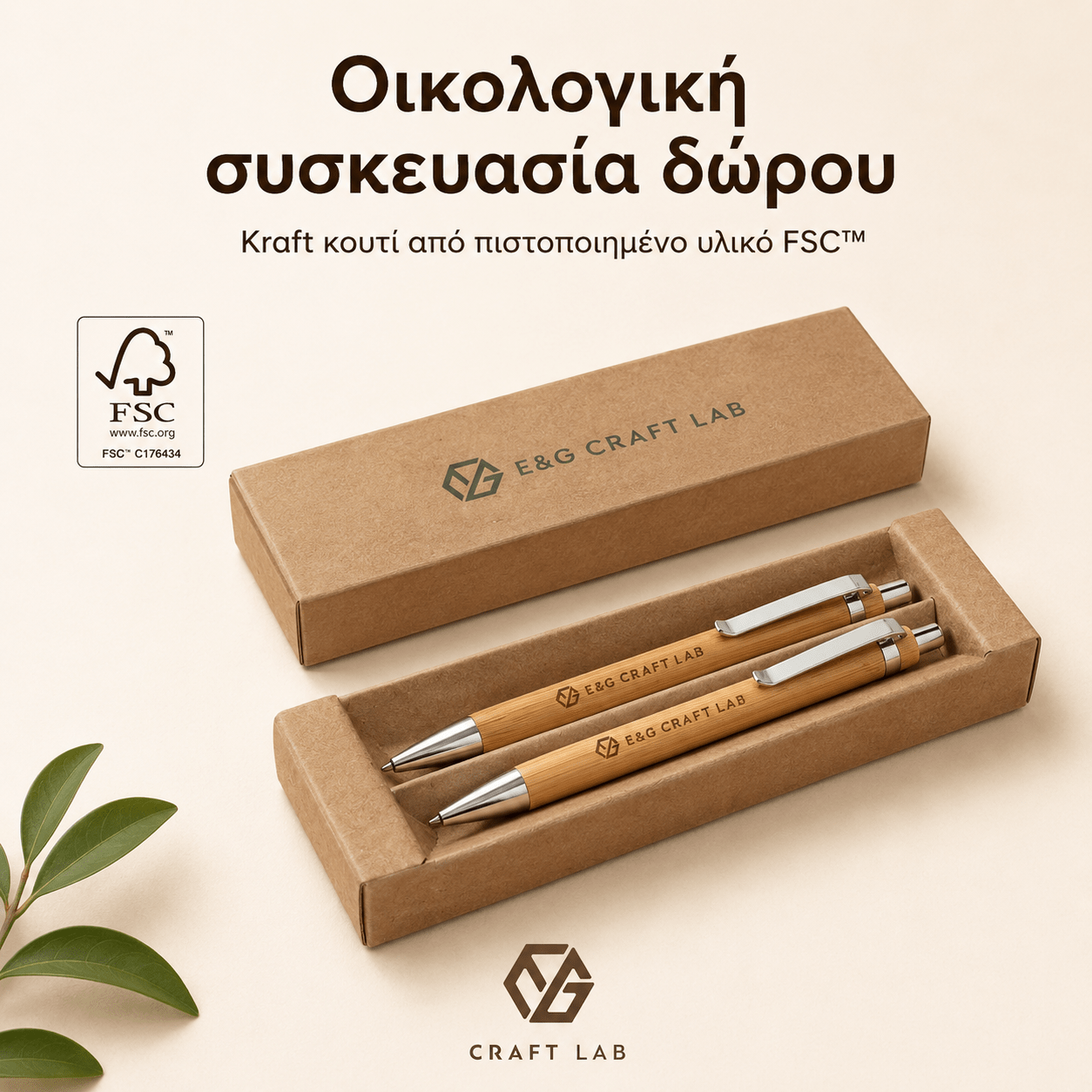 Σετ Στυλό & Μηχανικό Μολύβι Μπαμπού με Χάραξη Logo - E&G