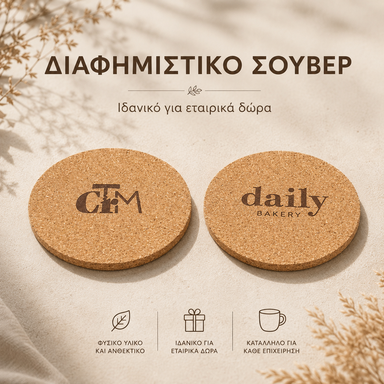 Σουβέρ από φυσικό φελλό Ø10 cm για καφέ και μπαρ