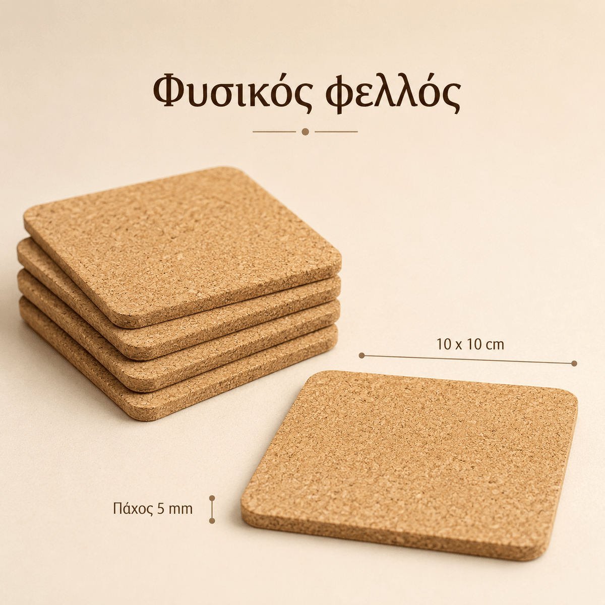Σουβέρ Φελλού με Χάραξη Logo – GARCIA 10x10 cm - E&G