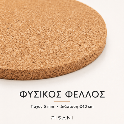 Στρογγυλό Σουβέρ PISANI από Φελλό με Χάραξη - E&G