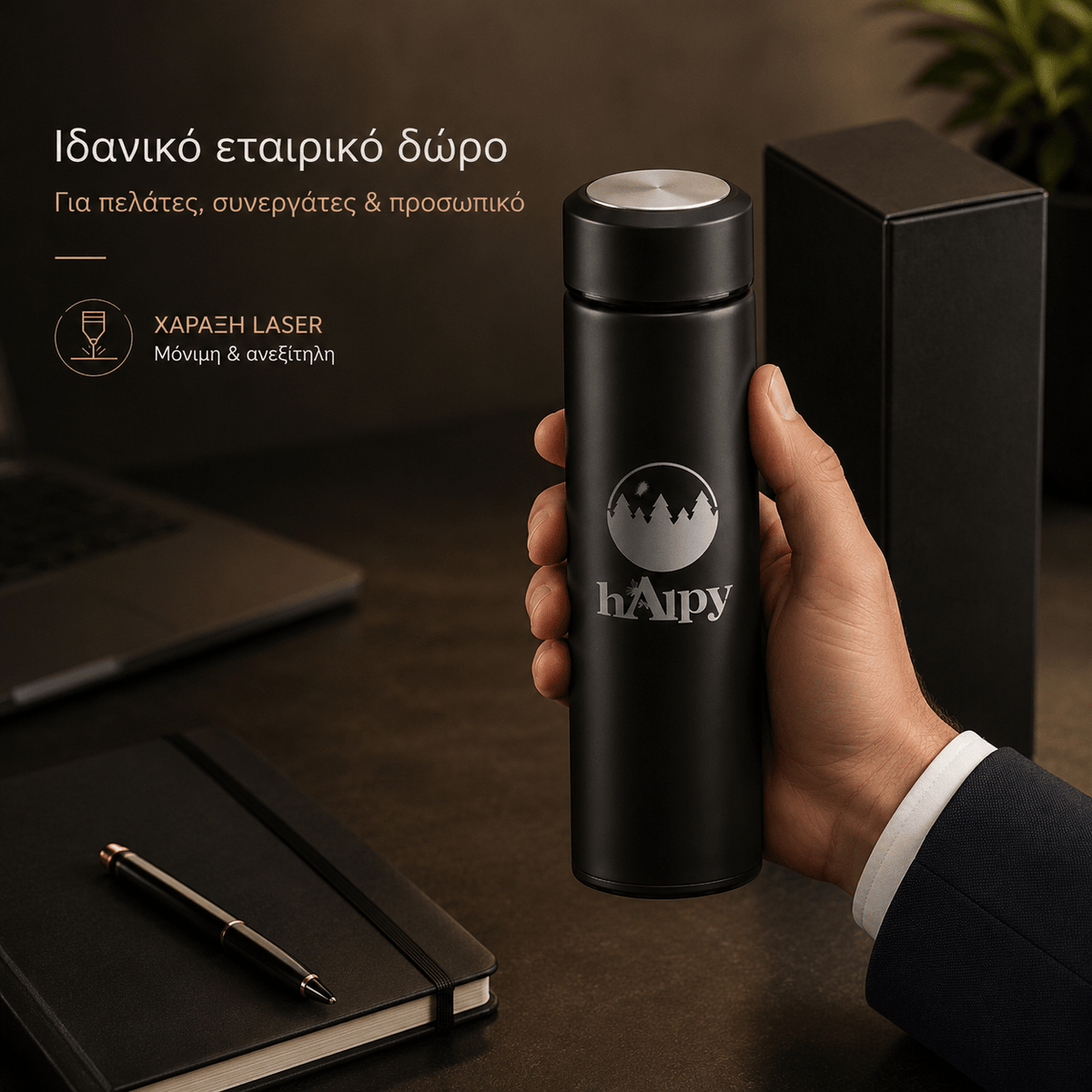 Θερμός με Χάραξη Logo 470ml από Ανοξείδωτο Ατσάλι – INGRAM - E&G