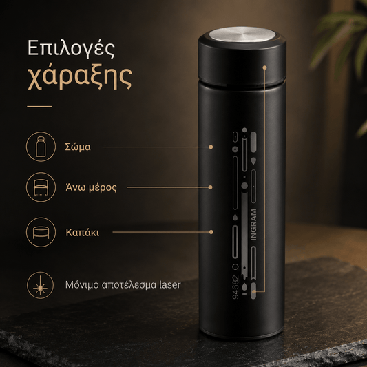 Θερμός με Χάραξη Logo 470ml από Ανοξείδωτο Ατσάλι – INGRAM - E&G