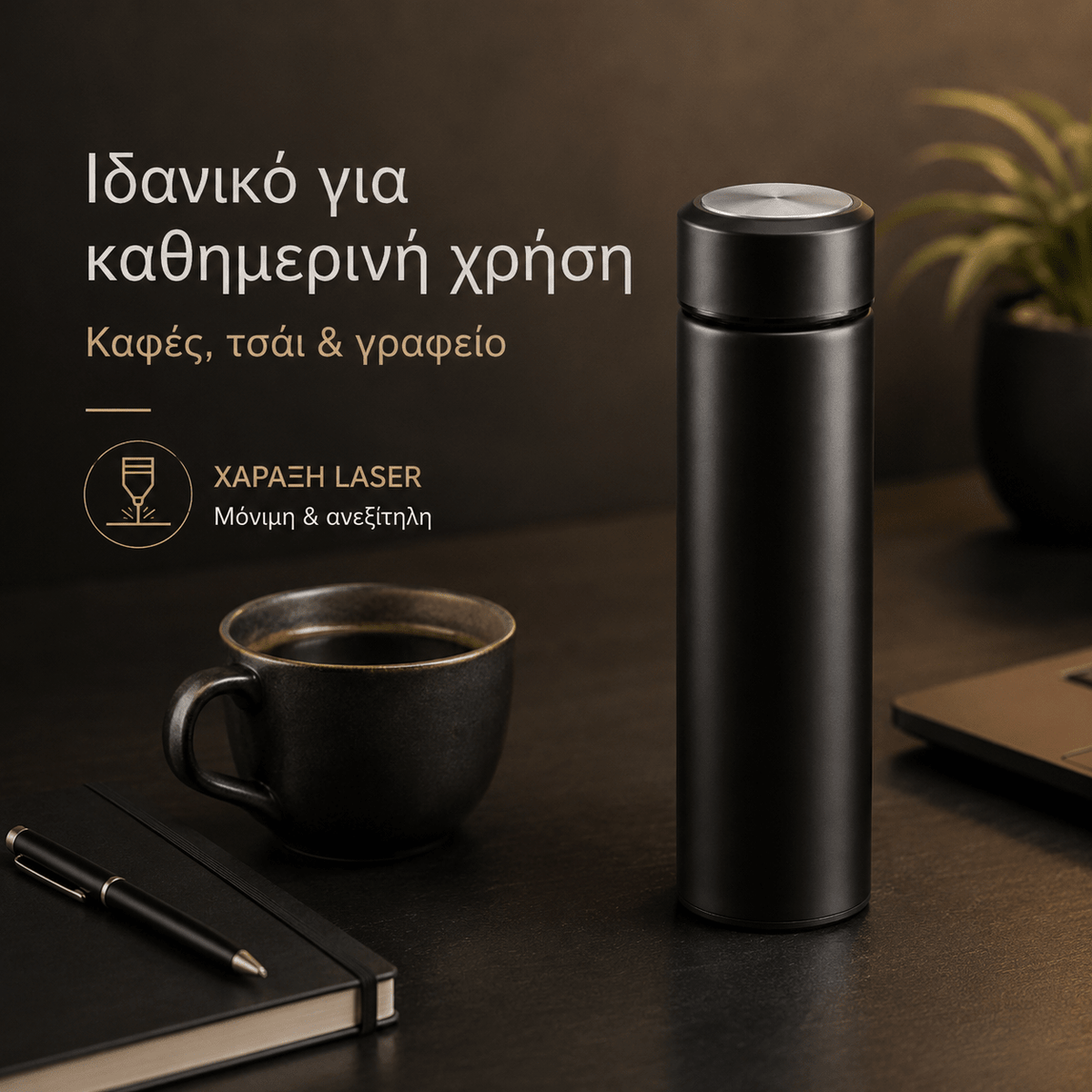 Θερμός με Χάραξη Logo 470ml από Ανοξείδωτο Ατσάλι – INGRAM - E&G